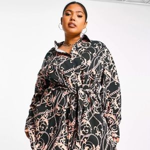 ASOS Design. Boho inspired, eclectic button down midi dress with tie waist